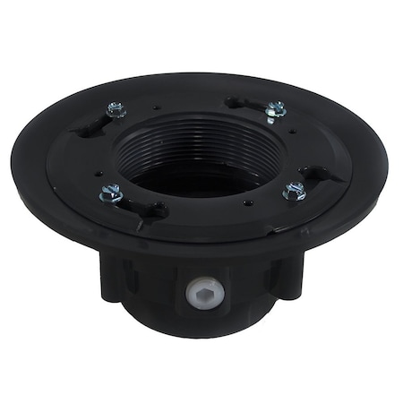 Jones Stephens 2in. x 3in. PVC Heavy Duty Drain Base with Clamping Ring and Primer Tap, for 3-1/2in. Spud D49801